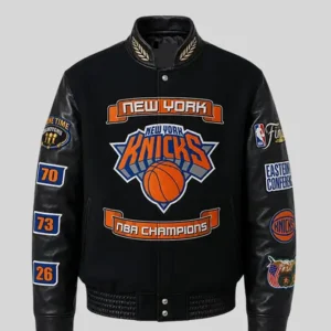 Jeff hamilton Knicks 2026 Basketball Champions Wool Leather Jacket