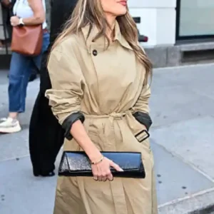 Jennifer Lopez CBS Studios NYC 2026 Khaki Oversized Trench Coat For Women