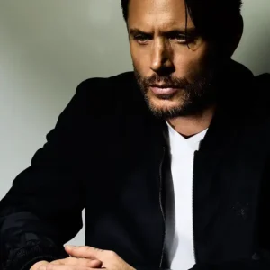 Jensen Ackles Deadline Studio 2026 Navy Blue Zegna Oasi Lino bomber Jacket For Men