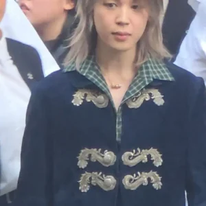 Jimin Dior Fashion Show Paris 2026 Blue Wool Napoleon Coat Jacket Men and Women