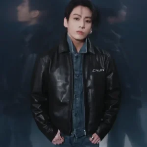 Jungkook Calvin Klein Tokyo 2026 Black Leather Jacket