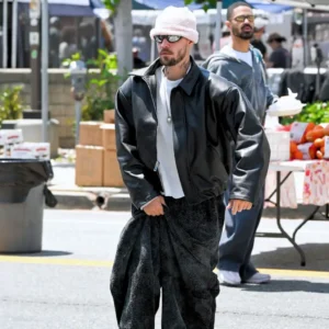 Justin Bieber Los Angeles 2026 Black Leather Jacket