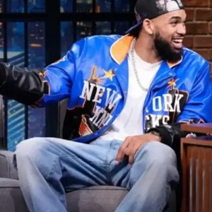 Karl-Anthony Towns 2026 The Tonight Show Starring Jimmy Fallon New York Knicks Leather Jacket
