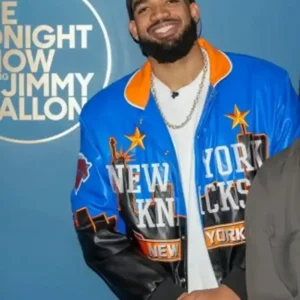 Karl-Anthony Towns 2026 The Tonight Show Starring Jimmy Fallon New York Knicks Leather Jacket For Men and Women
