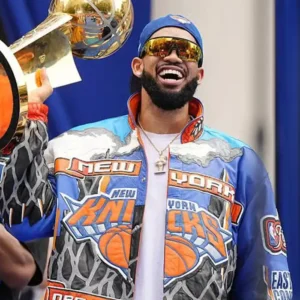 Karl-Anthony Towns New York Knicks NBA Championship Victory parade 2026 Leather Jacket For Men and Women