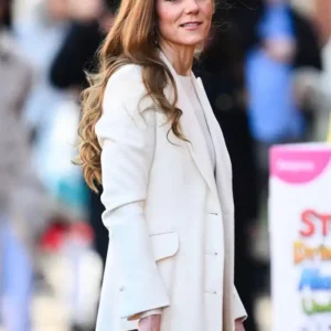 Kate Middleton Aakash Odedra Company White Wool Long Coat For Women