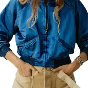 Kerri Kenney TV Series The Four Season S02 Anne Blue Satin Jacket For Men and Women
