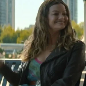 Leah McKendrick Movie Voicemails For Isabelle 2026 Black Leather Biker Jacket