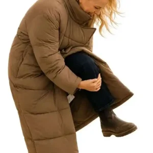 Let’s Love 2026 Malin Akerman Brown Puffer Coat