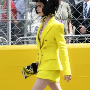 Lily Collins Monaco GP 2026 Yellow Blazer For Women