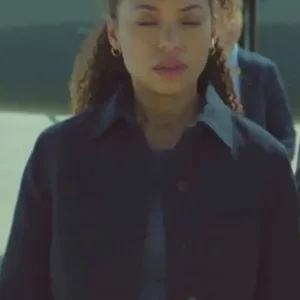 Logan Browning TV Series I Will Find You Blue Cropped Utility Jacket