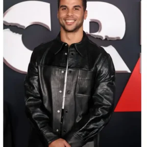 Mason Gooding Scream 7 Premiere 2026 Chad Meeks-Martin Black Leather Jacket