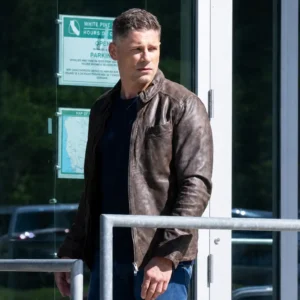 Matt Lauria TV Series Sheriff Country Nathan Boone Brown Leather Jacket