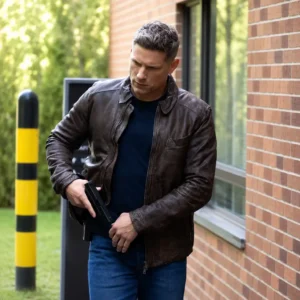 Matt Lauria TV Series Sheriff Country Nathan Boone Brown Leather Jacket For Men and Women
