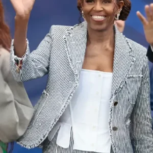 Michelle Obama White and Grey Jacket Blazer