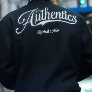 Mitchell and Ness x Authentic Branded Black Wool Varsity Jacket