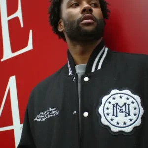 Mitchell and Ness x Authentic Branded Letterman Red and White Wool Jacket