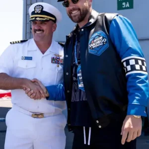NASCAR San Diego Travis Kelce Blue Leather Jacket