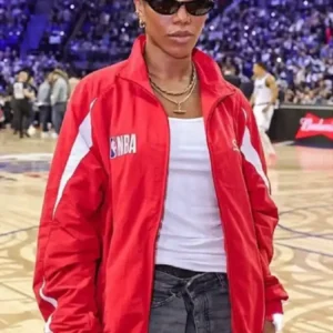 NBA London Game 2026 Naomi Ackie Red Jacket