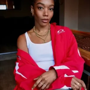 Naomi Ackie NBA All Star London Game 2026 Red Track Jacket