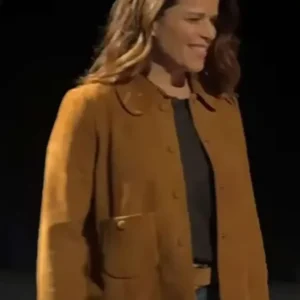 Neve Campbell Scream 7 Movie Premiere Event 2026 Sidney Prescott-Evans Brown Suede Leather Jacket