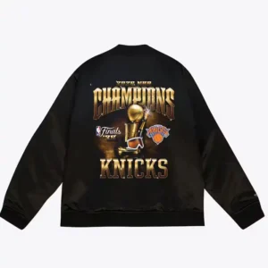 New York Knicks 2026 NBA Finals Champions Satin Black Jacket