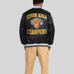 New York Knicks Basketball Champions Black Satin Jacket For Men and Women