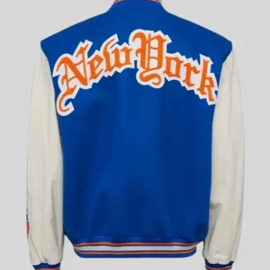 New York Knicks Blue and Cream Letterman Varsity Jacket For Men and Women
