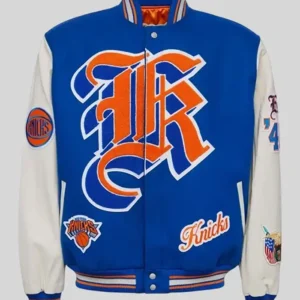 New York Knicks Blue and Cream Varsity Jacket