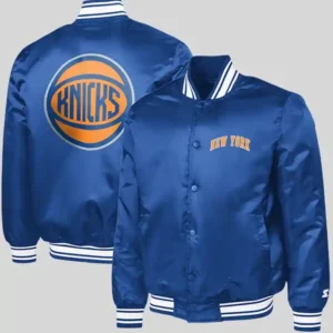 New York Knicks Starter Blue Basketball Logo Satin Varsity Jacket