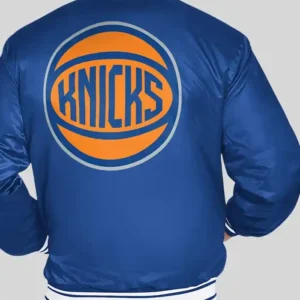 New York Knicks Starter Blue Basketball Logo Satin Varsity Jacket For Men and Women