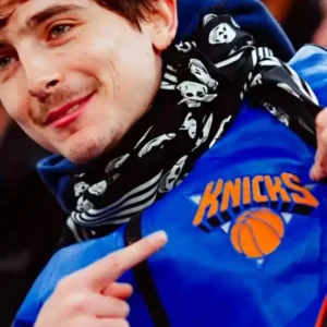 New York Knicks Vintage Timothée Chalamet Leather Jacket For Sale