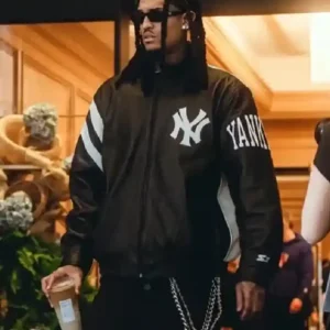 New York Yankees Jordan Clarkson Starter Vintage Black and White Leather Jacket