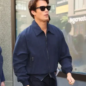 Nicholas Galitzine New York City 2026 Blue Bomber Jacket