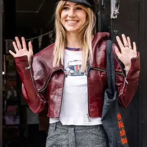 Notting Hill 2026 Suki Waterhouse Burgundy Leather Jacket