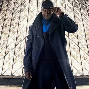 Omar Sy 2026 TV Series Lupin S04 Assane Diop Black Wool Trench Coat