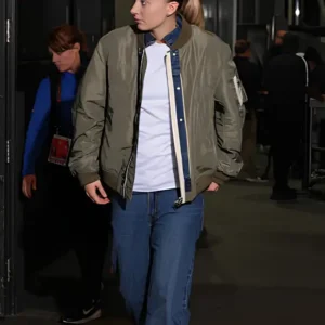 Paige Bueckers Dallas Wings v Minnesota Lynx 2026 Olive Green Oversized Bomber Jacket