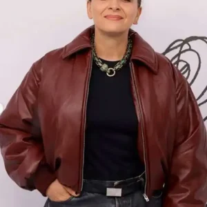 Paris Fashion Week Juliette Binoche Leather Jacket