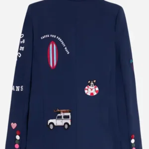 Prue Leith The Kelly Clarkson Show 2026 Navy Embroidered Blazer