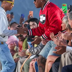Rapper Future Louis Vuitton Fashion Week Show 2026 Red Satin Jacke For Men and Women
