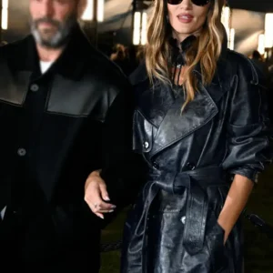 Rosie Huntington-Whiteley Burberry Summer 2026 Show Black Leather Trench Coat For Women