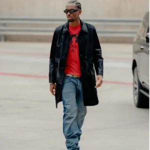 Shai Gilgeous Alexander San Antonio Spurs vs Oklahoma City Thunder Black Leather Coat