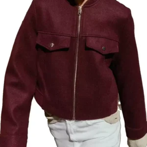 Shop Alice Dhawan The Way Home S04 Sadie Laflamme Burgundy Jacket
