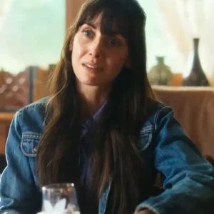 Shop Alison Brie Movie Together 2025 Millie Blue Denim Jacket