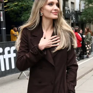 Shop Angelina Jolie World Premiere 2026 Brown Trench Coat For Women