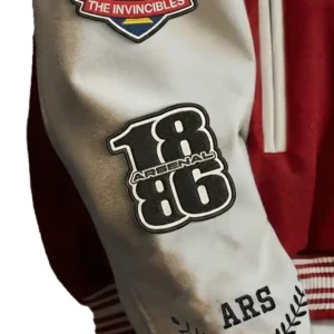 Shop Arsenal Varsity Red and White Wool Varsity Jacket
