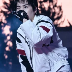 Shop BTS Suga 2026 Arirang World Tour Nahmias Warm Up White Jacket For Men and Women