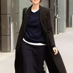 Shop Caitriona Balfe New York City 2026 Dark Brown Wool Long Coat For Women