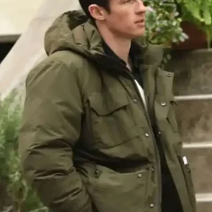 Shop Callum Turner One Night Only 2026 Green Puffer Hooded Jacket