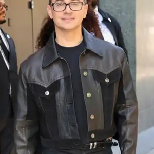 Shop Christian Siriano New York City 2026 Black and Brown Cropped Leather Jacket
